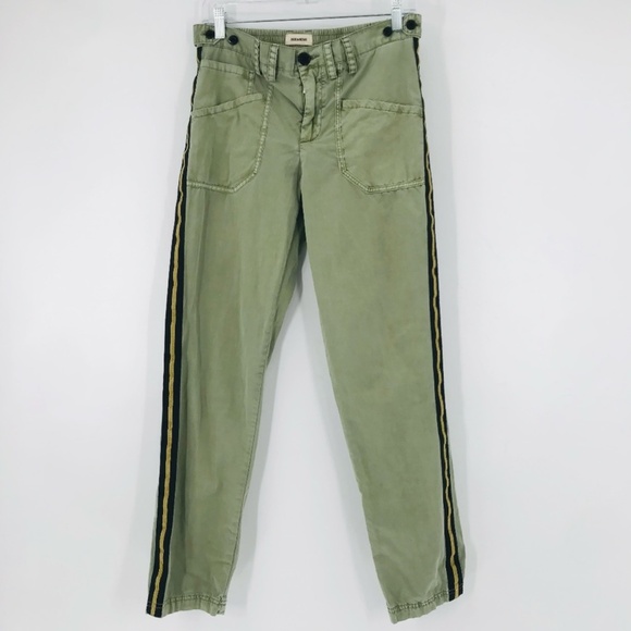 Zadig & Voltaire Pamela Cotton Trouser Pants Stripe Green Size 36 - Picture 1 of 8